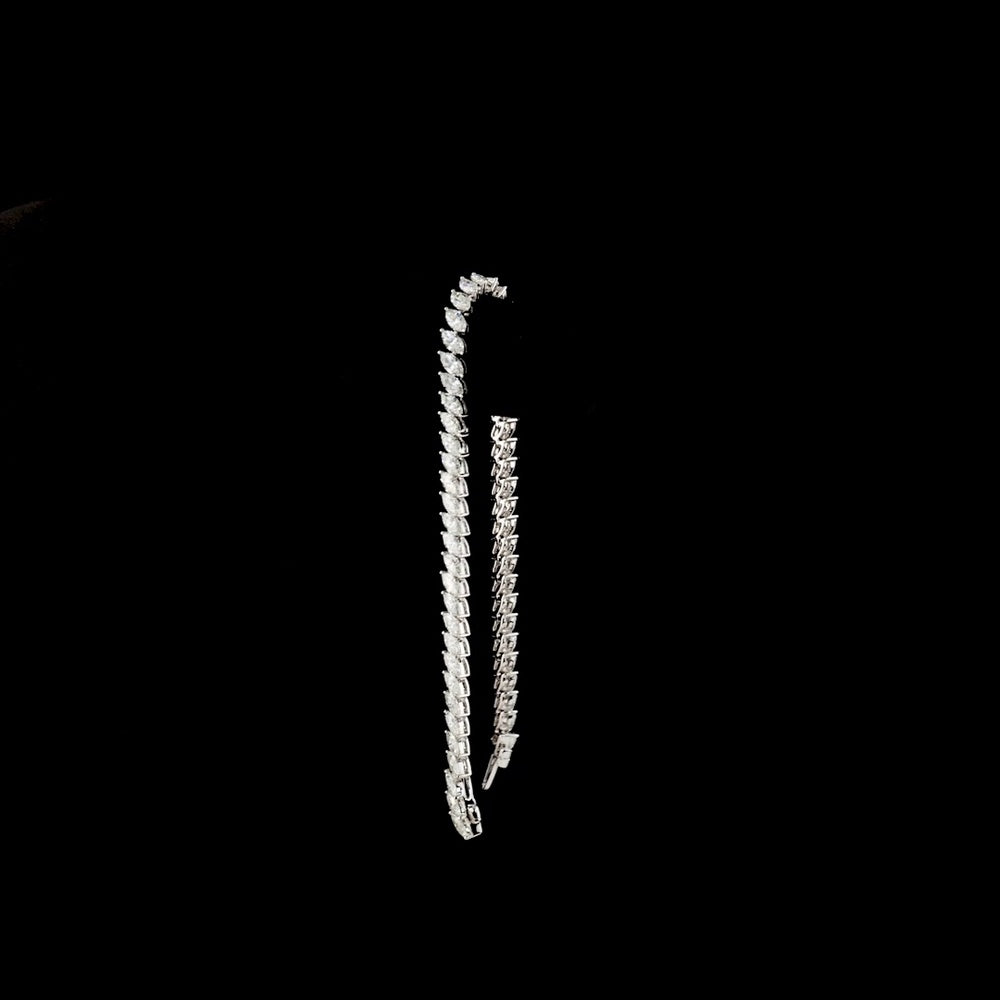 14K White Gold 7-Inch Tennis Bracelet with Inclined Prong-Set Marquise Cut Lab Diamonds - 6.65 Carats Total Diamond Weight - Covaloro Fine Jewelry