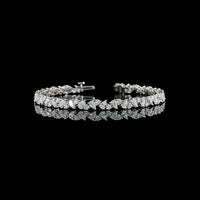 14K White Gold 7-Inch Tennis Bracelet with Pear and Round Lab Diamonds in Prong Setting - 5.99 Carat Total Diamond Weight - Covaloro Fine Jewelry