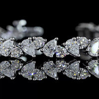 14K White Gold 7-Inch Tennis Bracelet with Pear and Round Lab Diamonds in Prong Setting - 5.99 Carat Total Diamond Weight - Covaloro Fine Jewelry