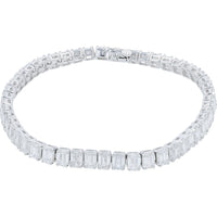 14K White Gold 7-Inch Tennis Bracelet with Prong-Set Emerald Cut Lab Grown Diamonds - 11.50 Carat Total Diamond Weight