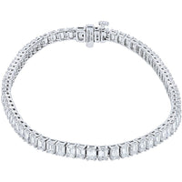 14K White Gold 7 Inch Tennis Bracelet with Prong Set Lab Grown Diamonds - 7.03 Carat Total Diamond Weight
