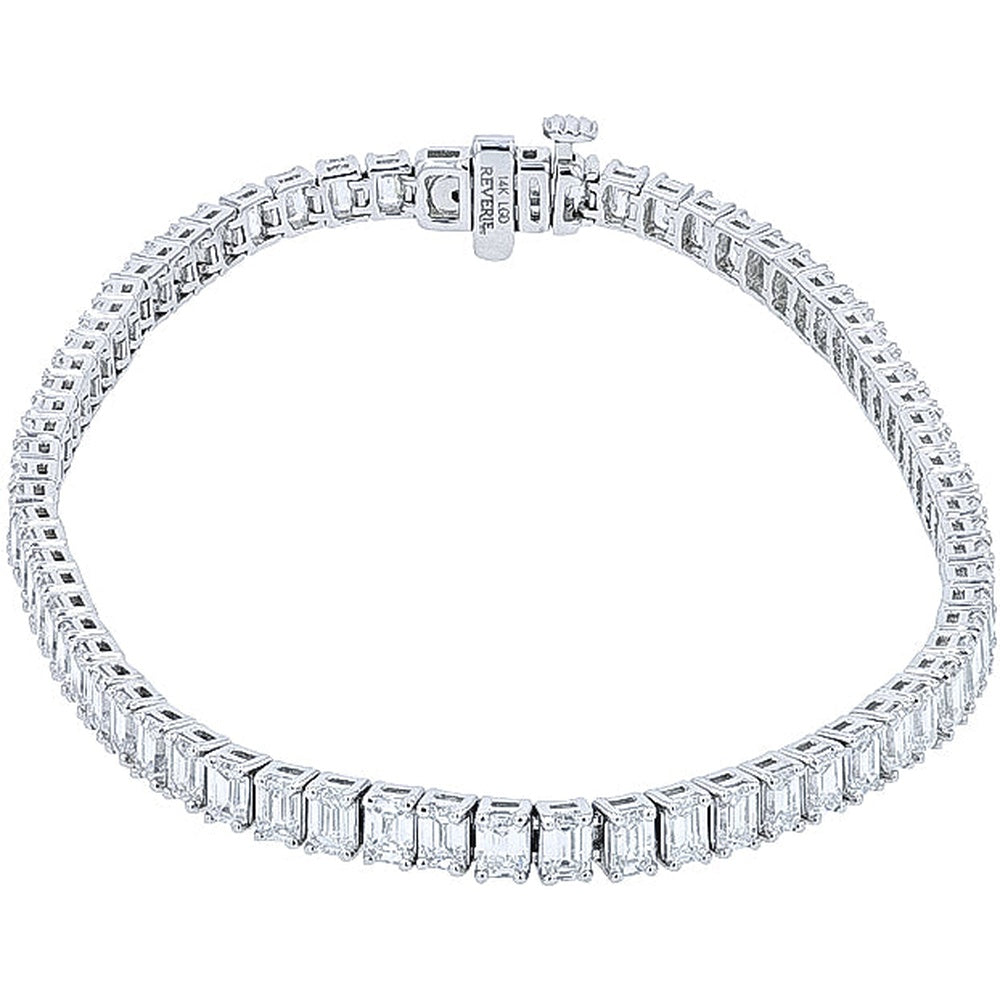 14K White Gold 7 Inch Tennis Bracelet with Prong Set Lab Grown Diamonds - 7.03 Carat Total Diamond Weight