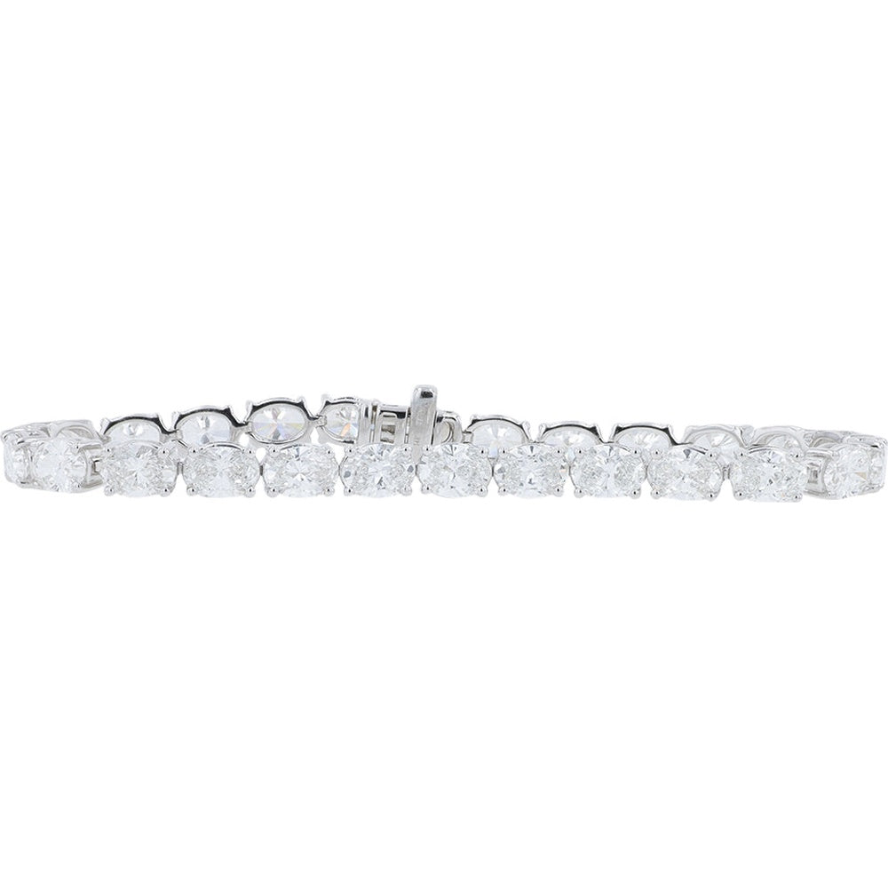 14K White Gold 7-Inch Tennis Bracelet with Prong-Set Lab Grown Round Diamonds - 14.75 Carat Total Diamond Weight