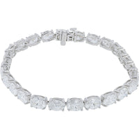 14K White Gold 7-Inch Tennis Bracelet with Prong-Set Lab Grown Round Diamonds - 14.75 Carat Total Diamond Weight