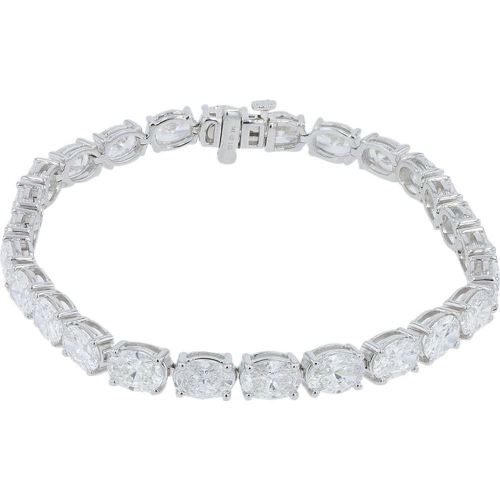 14K White Gold 7-Inch Tennis Bracelet with Prong-Set Lab Grown Round Diamonds - 14.75 Carat Total Diamond Weight