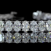 14K White Gold 7-Inch Tennis Bracelet with Prong-Set Oval Cut Lab Diamonds - 11.18 Carat Total Weight, E-F Color VS Clarity - Covaloro Fine Jewelry