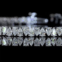 14K White Gold 7-Inch Tennis Bracelet with Prong-Set Pear Shape Lab Diamonds - 4.09 Carats Total Diamond Weight - Covaloro Fine Jewelry