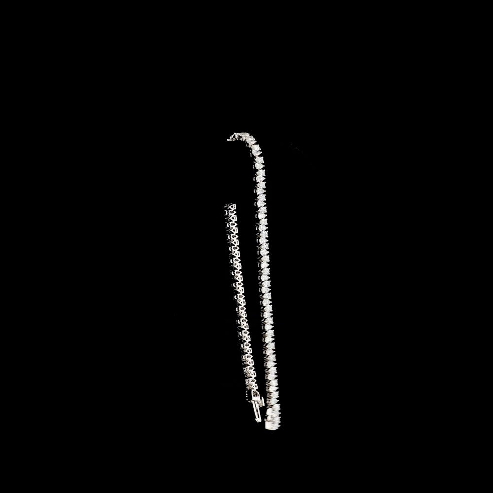 14K White Gold 7-Inch Tennis Bracelet with Prong-Set Pear Shape Lab Diamonds - 4.09 Carats Total Diamond Weight - Covaloro Fine Jewelry