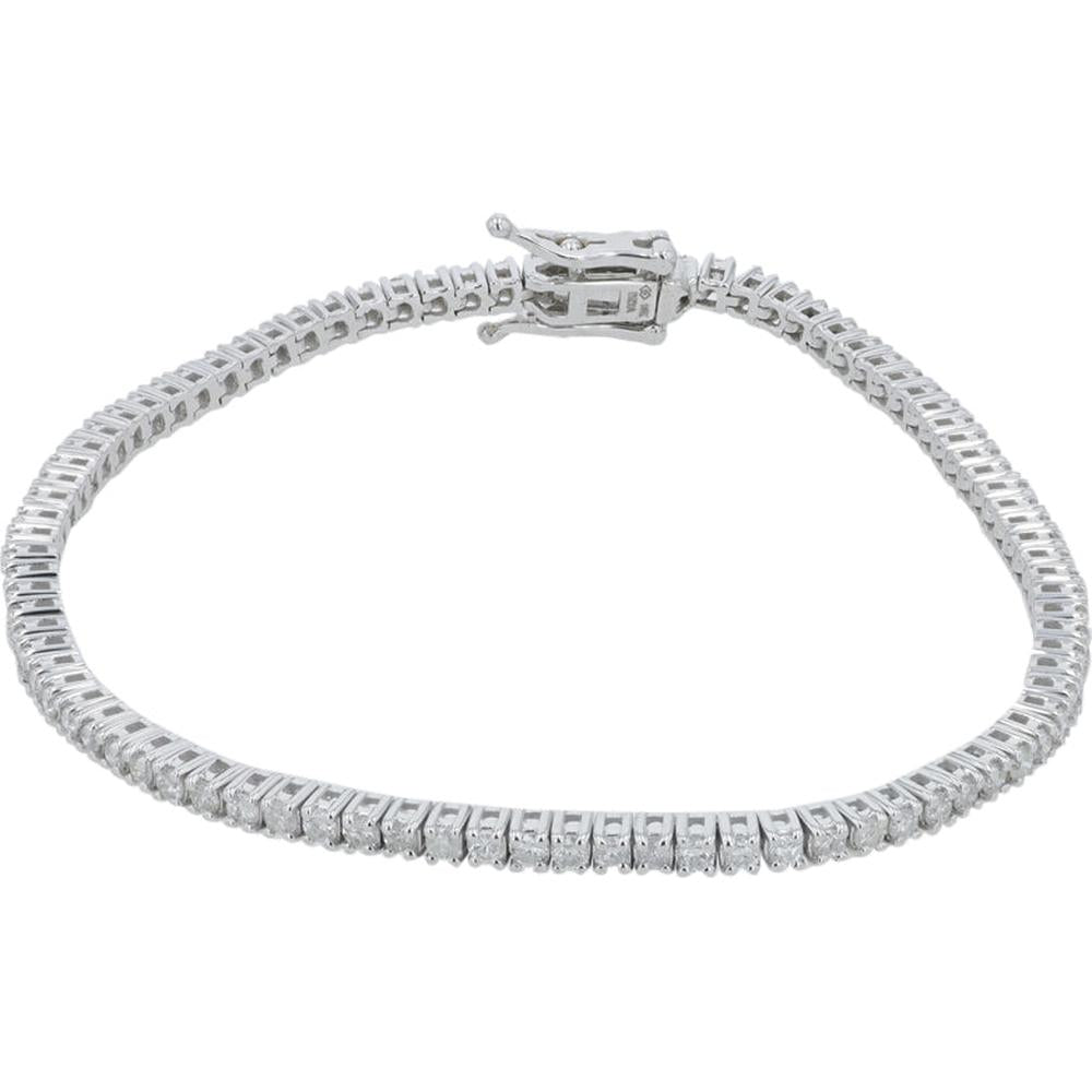 14K White Gold 7-Inch Tennis Bracelet with Prong-Set Round Diamonds - 2.00 Carats Total Diamond Weight