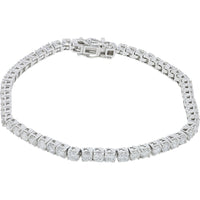 14K White Gold 7-Inch Tennis Bracelet with Prong-Set Round Diamonds - 5.00 Carat Total Diamond Weight