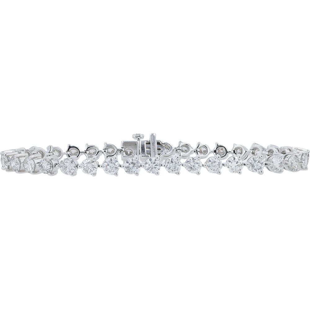 14K White Gold 7-Inch Tennis Bracelet with Prong-Set Round Diamonds - 9.00 Carat Total Diamond Weight
