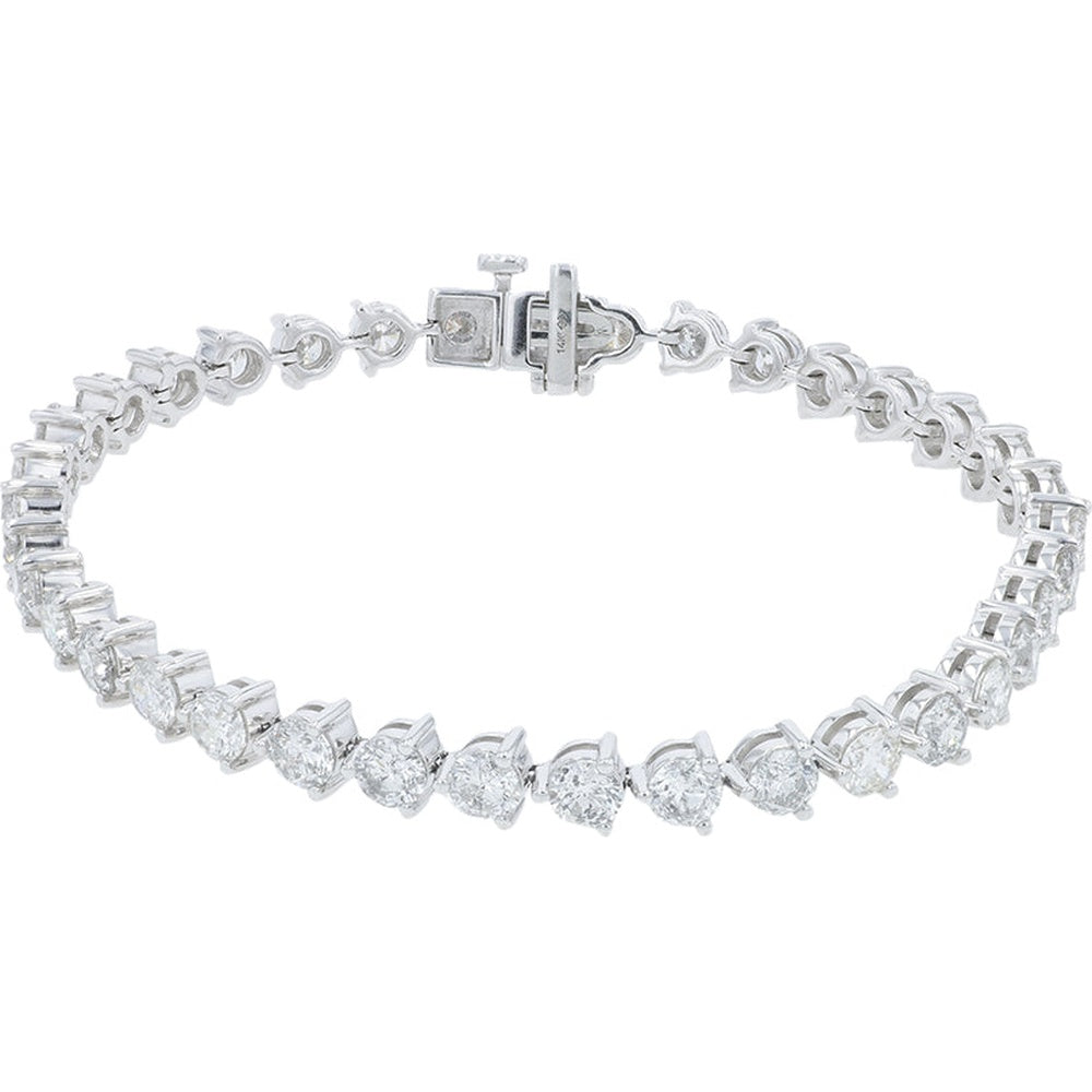 14K White Gold 7-Inch Tennis Bracelet with Prong-Set Round Diamonds - 9.00 Carat Total Diamond Weight