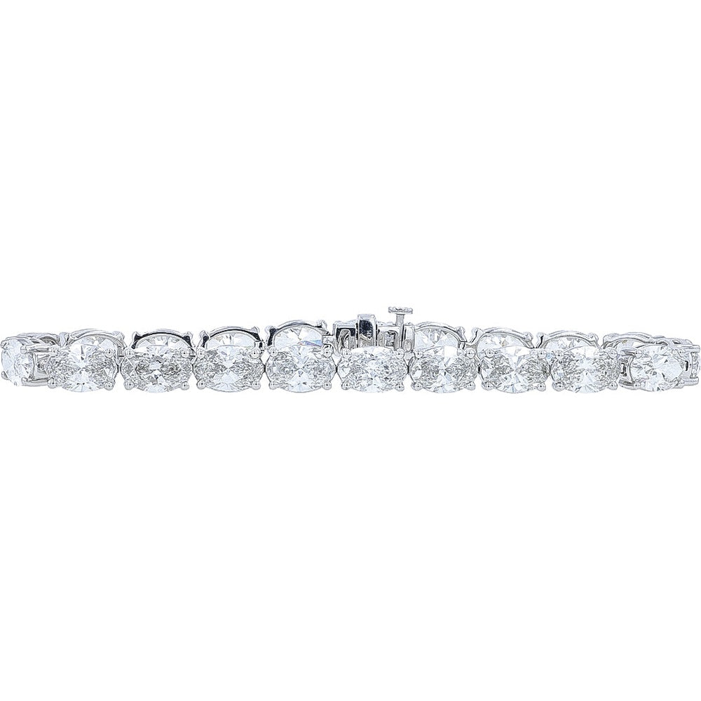 14K White Gold 7-Inch Tennis Bracelet with Prong-Set Round Lab Grown Diamonds - 19.25 Carat Total Diamond Weight