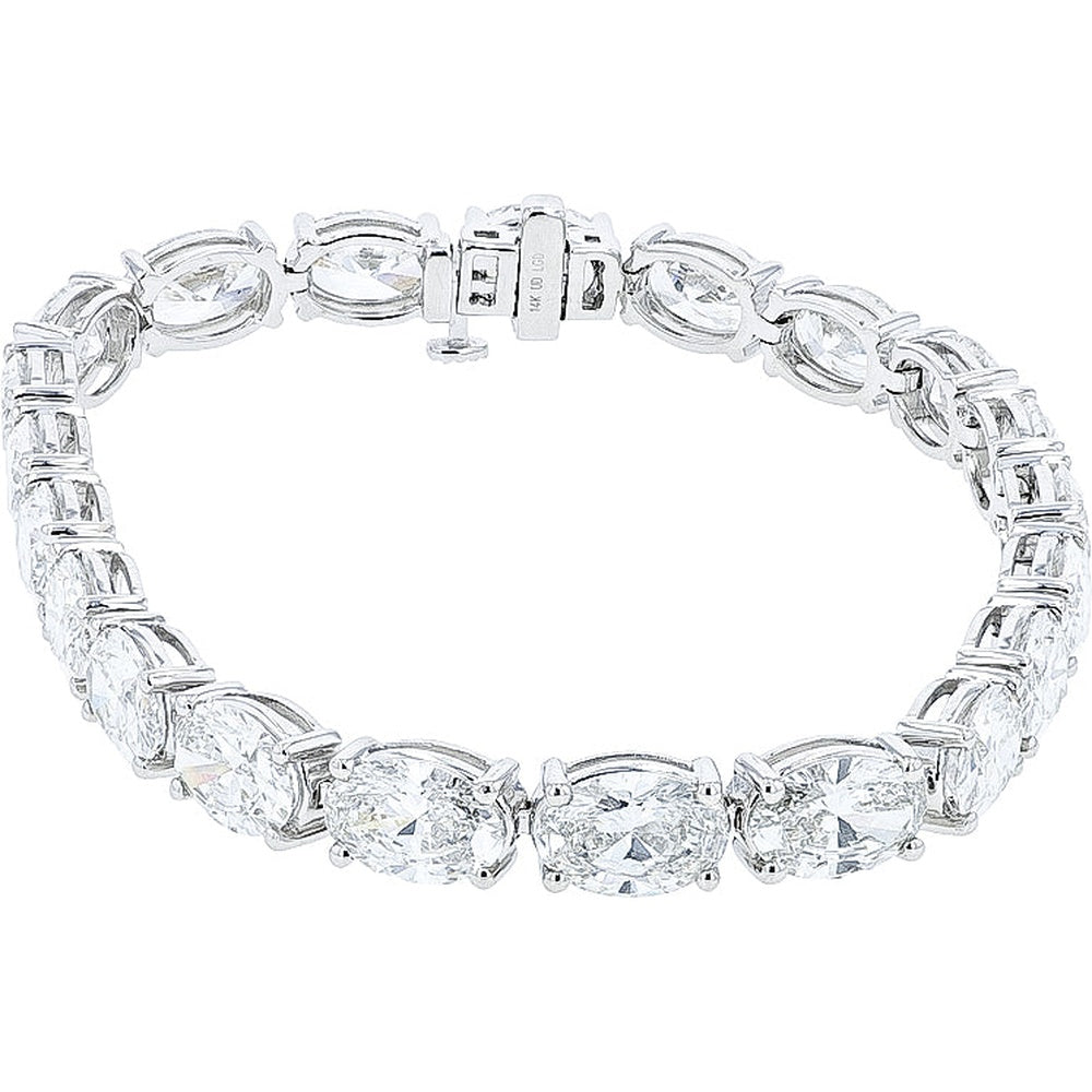 14K White Gold 7-Inch Tennis Bracelet with Prong-Set Round Lab Grown Diamonds - 19.25 Carat Total Diamond Weight