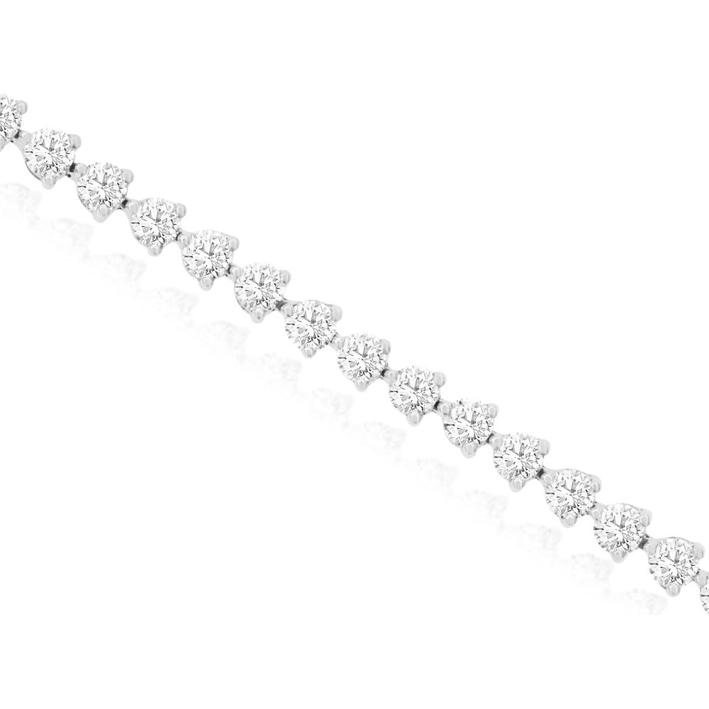 14K White Gold 7-Inch Tennis Bracelet with Prong-Set Round Lab-Grown Diamonds - 4.00 Carat Total Diamond Weight - Royal Jewelry