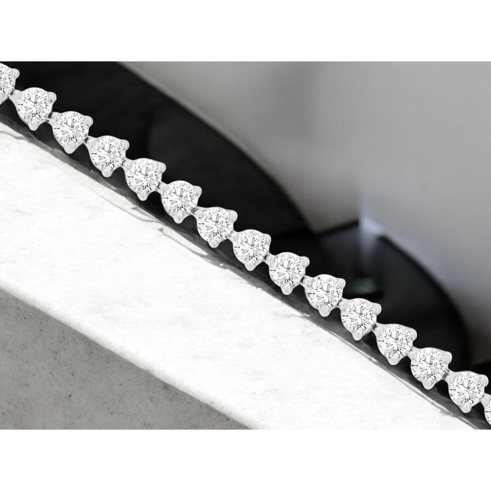 14K White Gold 7-Inch Tennis Bracelet with Prong-Set Round Lab-Grown Diamonds - 4.00 Carat Total Diamond Weight - Royal Jewelry