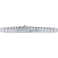 14K White Gold 7-Inch Tennis Bracelet with Step-Cut Emerald Shape Lab Grown Diamonds - 21.75 Carat Total Diamond Weight