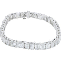 14K White Gold 7-Inch Tennis Bracelet with Step-Cut Emerald Shape Lab Grown Diamonds - 21.75 Carat Total Diamond Weight