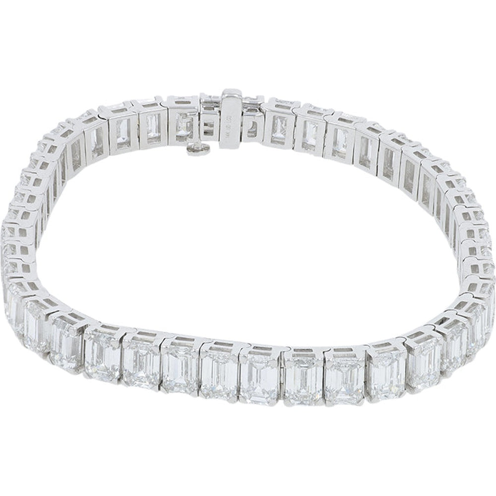 14K White Gold 7-Inch Tennis Bracelet with Step-Cut Emerald Shape Lab Grown Diamonds - 21.75 Carat Total Diamond Weight