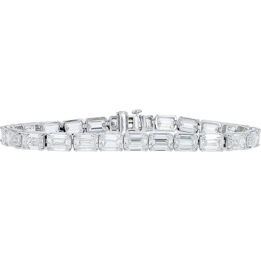 14K White Gold 7-Inch Tennis Bracelet with Step-Cut Lab Grown Diamonds - 23.10 Carat Total Diamond Weight