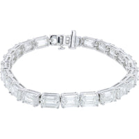 14K White Gold 7-Inch Tennis Bracelet with Step-Cut Lab Grown Diamonds - 23.10 Carat Total Diamond Weight