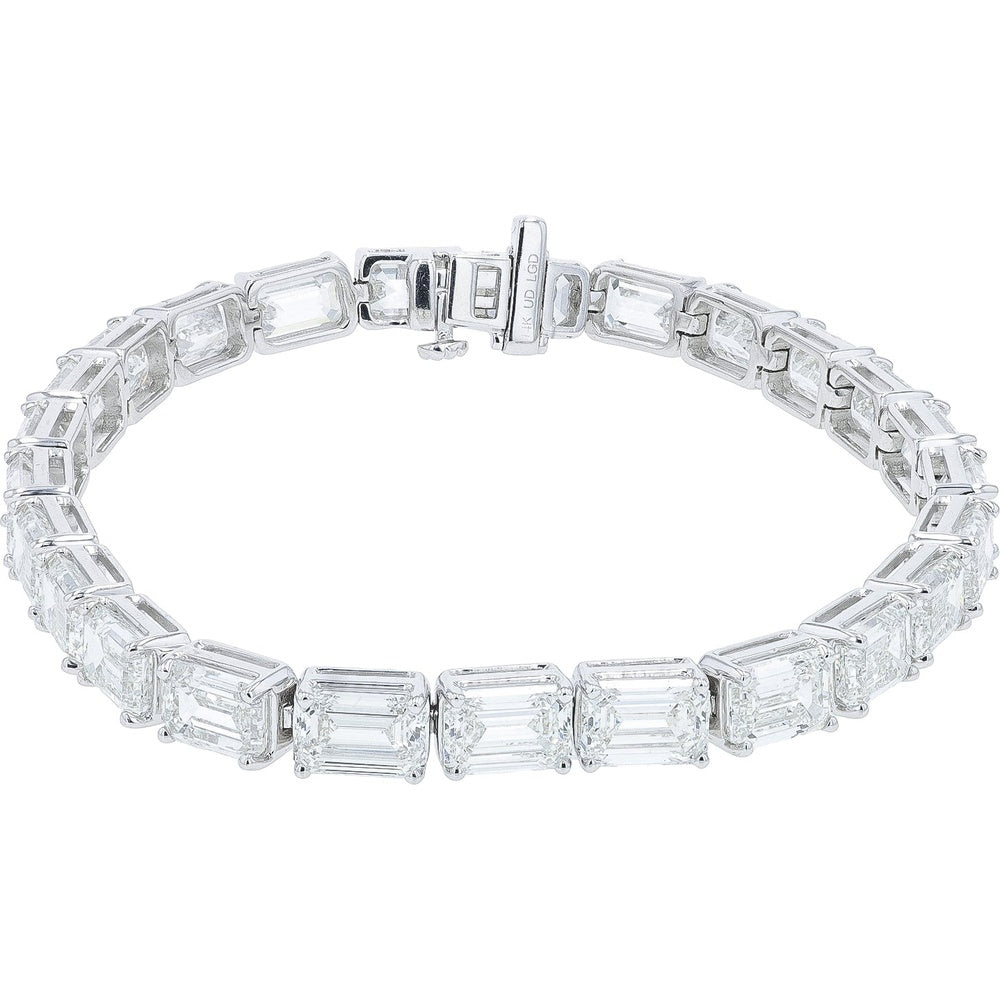 14K White Gold 7-Inch Tennis Bracelet with Step-Cut Lab Grown Diamonds - 23.10 Carat Total Diamond Weight