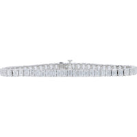14K White Gold 7-Inch Tennis Bracelet with Step-Cut Rectangular Lab Grown Diamonds - 14.75 Carat Total Diamond Weight