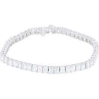 14K White Gold 7-Inch Tennis Bracelet with Step-Cut Rectangular Lab Grown Diamonds - 14.75 Carat Total Diamond Weight