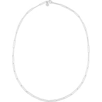 14K White Gold 7" Lungo Paperclip Chain Bracelet with Pear-Shaped Lobster Clasp by Orozza Fine Jewelry