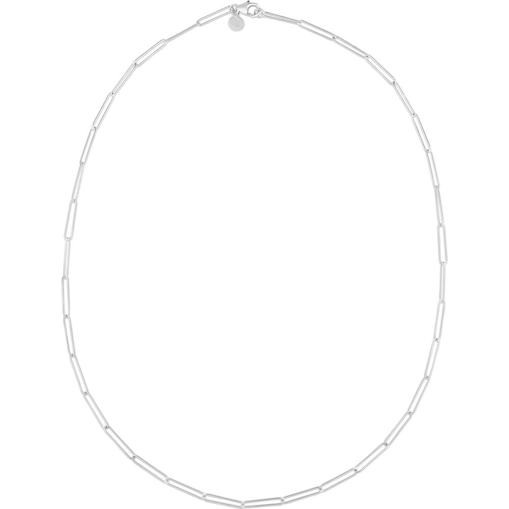 14K White Gold 7" Lungo Paperclip Chain Bracelet with Pear-Shaped Lobster Clasp by Orozza Fine Jewelry