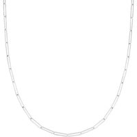 14K White Gold 7" Lungo Paperclip Chain Bracelet with Pear-Shaped Lobster Clasp by Orozza Fine Jewelry