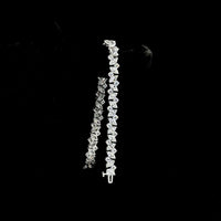 14K White Gold 7" Marquise Cut Lab Diamond Tennis Bracelet - Inclined Prong Setting with Round Brilliant Accents - 10.39 Carat Total Diamond Weight (E-F Color, VS Clarity) - Covaloro Fine Jewelry