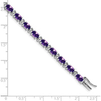 14K White Gold 7" Oval Amethyst and Diamond Tennis Bracelet - 0.45 Carats Amethyst Weight by Monteluci Fine Jewelry