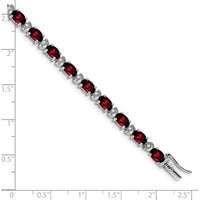 14K White Gold 7" Oval Garnet and Round Diamond Tennis Bracelet - 0.60 Carats Garnet, 0.005 Carats Diamond by Monteluci Fine Jewelry