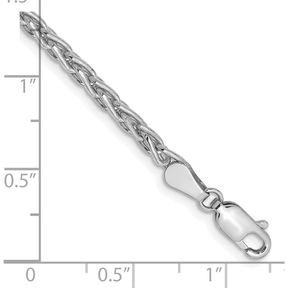 14K White Gold 7" Parisian Wheat Bracelet with Lobster Clasp - Polished Finish by Oro Pregiato