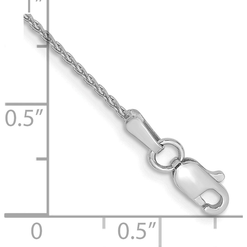 14K White Gold 7" Parisian Wheat Chain Bracelet with Lobster Clasp - 1.2mm Width by Oro Pregiato