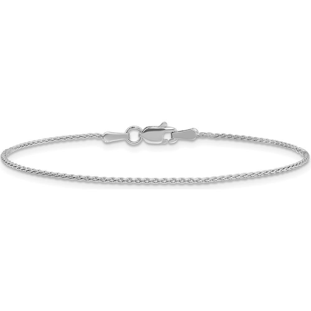 14K White Gold 7" Parisian Wheat Chain Bracelet with Lobster Clasp - 1.2mm Width by Oro Pregiato