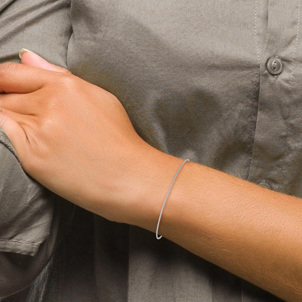 14K White Gold 7" Parisian Wheat Chain Bracelet with Lobster Clasp - 1.2mm Width by Oro Pregiato