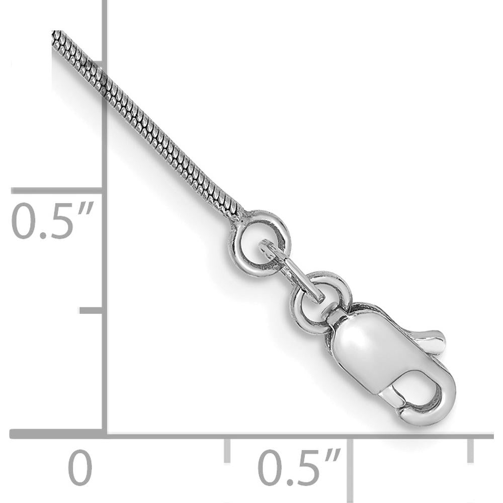 14K White Gold 7" Polished Snake Chain Bracelet with Lobster Clasp by Oro Pregiato