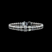 14K White Gold 7" Riviera Bracelet with East-West Set Oval and Pear Lab Diamonds - 5.55 Carats Total Diamond Weight - Covaloro Fine Jewelry