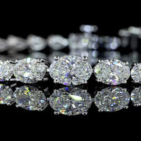 14K White Gold 7" Riviera Bracelet with East-West Set Oval and Pear Lab Diamonds - 5.55 Carats Total Diamond Weight - Covaloro Fine Jewelry