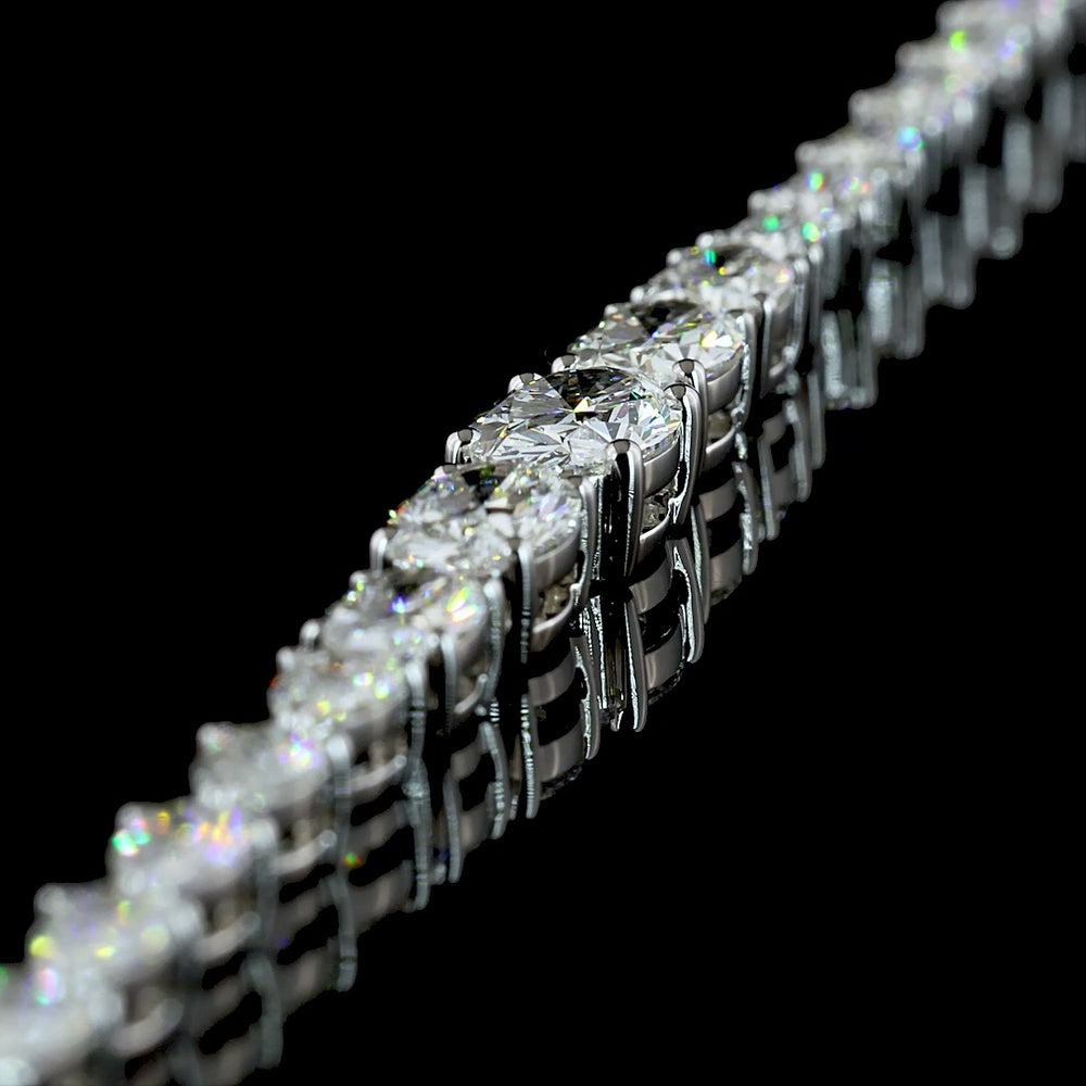 14K White Gold 7" Riviera Bracelet with East-West Set Oval and Pear Lab Diamonds - 5.55 Carats Total Diamond Weight - Covaloro Fine Jewelry