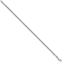 14K White Gold 7" Semi-Solid Round Box Bracelet with Lobster Clasp - 2.45mm Width by Oro Pregiato