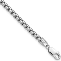 14K White Gold 7" Semi-Solid Round Box Bracelet with Lobster Clasp by Oro Pregiato