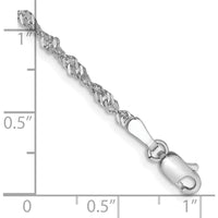 14K White Gold 7" Singapore Chain Bracelet with Lobster Clasp - 2mm Width by Oro Pregiato