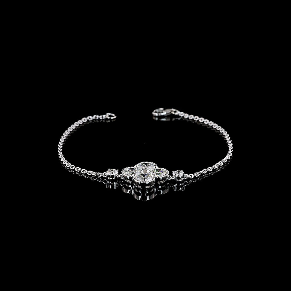 14K White Gold 7" Special Bracelet with 6 Brilliant Cut Lab Diamonds - 3.07 Carats Total Diamond Weight - Covaloro Fine Jewelry