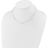 14K White Gold 7-Station Necklace with 5-6mm White Freshwater Cultured Pearls - 16" Length by Monteluci Fine Jewelry