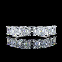14K White Gold 7-Stone Asscher Cut Lab Diamond Eternity Band - 1.99 Carats Total Diamond Weight - Covaloro Fine Jewelry