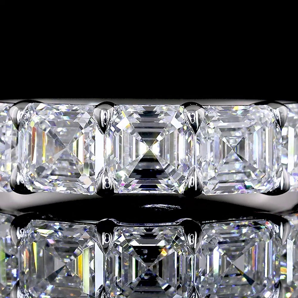 14K White Gold 7-Stone Asscher Cut Lab Diamond Eternity Band - 1.99 Carats Total Diamond Weight - Covaloro Fine Jewelry