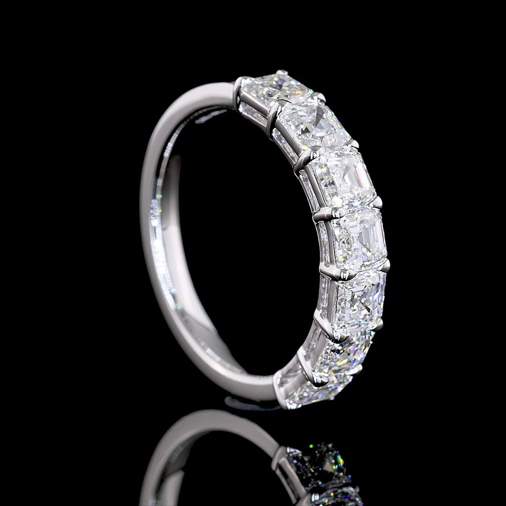 14K White Gold 7-Stone Asscher Cut Lab Diamond Eternity Band - 1.99 Carats Total Diamond Weight - Covaloro Fine Jewelry